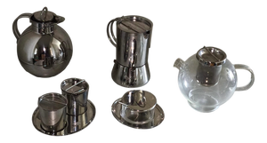 Cromargan Concept Series Tea Coffee Sugar Jam Thermos Espresso Maker by Ole Palsby for WMF, 1990s, Set of 5