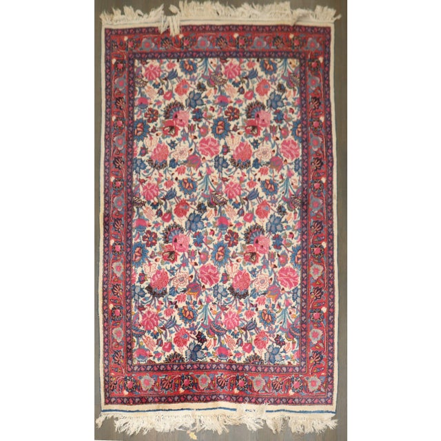 Pair of Ivory Floral Vintage Rugs, 4' X 6'7'' For Sale - Image 4 of 10