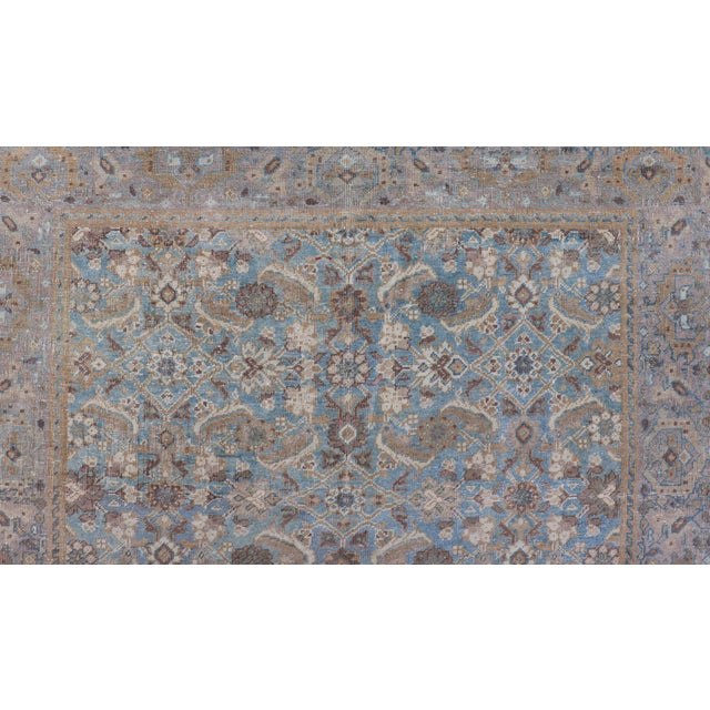 Antique Persian Sultanabad in Floral All-Over Design in Light Blue With Tan 5'0 X 8'2 For Sale In Atlanta - Image 6 of 13