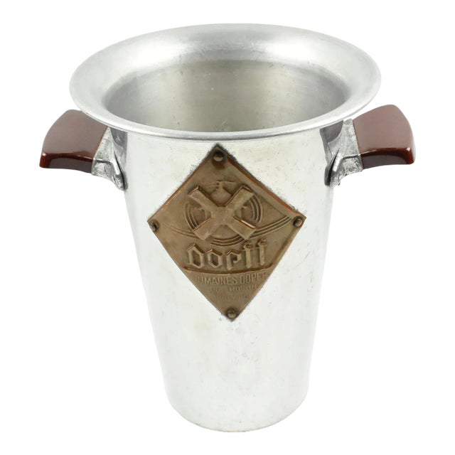 Tall Aluminum Advertising Ice Bucket Wine Cooler, France 1950s For Sale