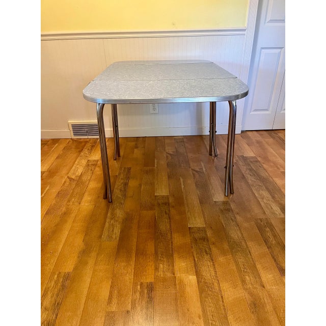 Mid-Century Modern Mid-Century Modern Double Chrome Drop-Leaf Table For Sale - Image 3 of 6