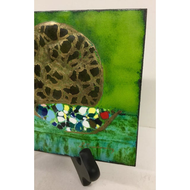 Paint Artisan Copper Painting With Rosewood Stand For Sale - Image 7 of 11