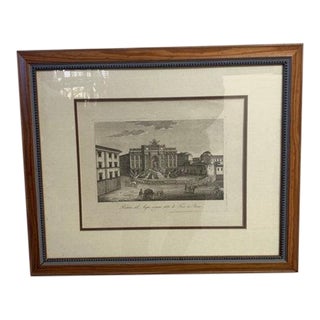 Vintage Framed Roman Fountain Print For Sale