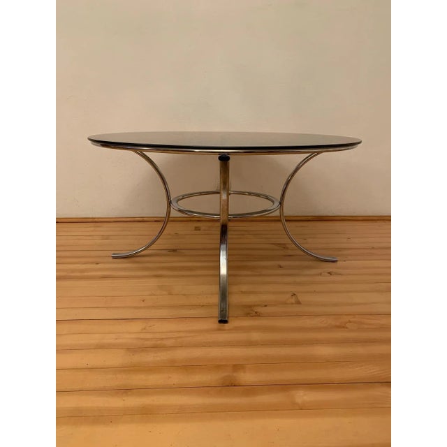 French Chromed Metal and Smoked Glass Coffee Table, 1970s For Sale - Image 6 of 7