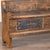 Antique hand painted long pine bench is embellished with traditional Eastern European folk art painting with blue accents...