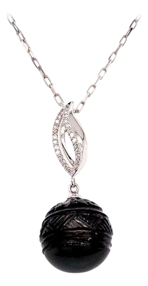 Tahitian Pearl Diamond Pendant 18k Gold Certified