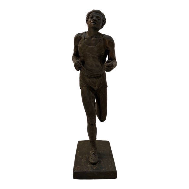 Vintage Austin Productions Runner Sculpture, 1977 – Patinated Composite Figure of Marathon Runner For Sale