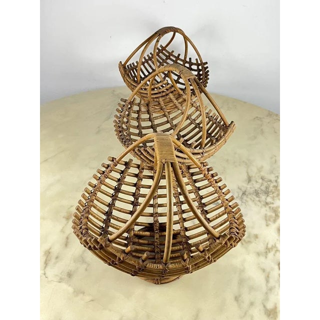 Mid-Century Modern Bamboo Baskets, Italy, 1960s, Set of 3 For Sale - Image 3 of 13