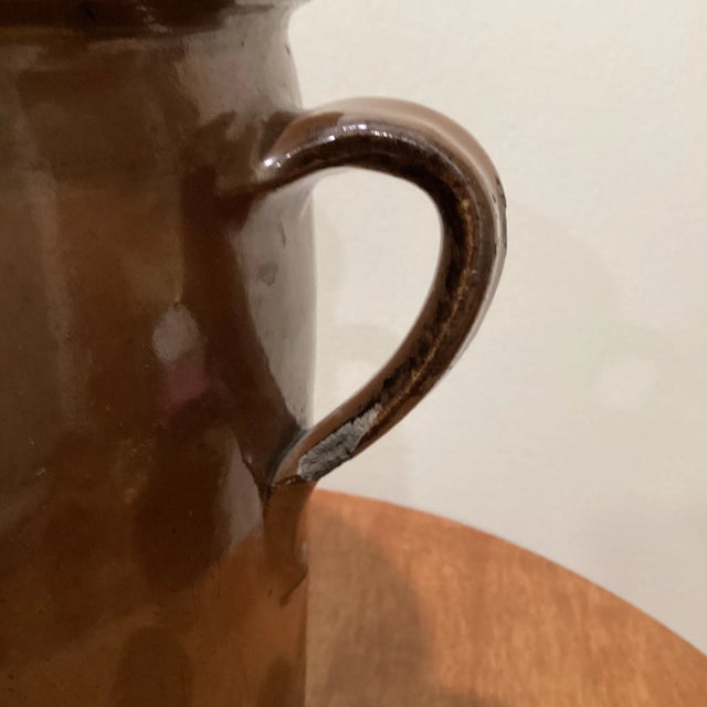 Chestnut Early 20th Century Storage Can Can Earthware With Earth Glaze For Sale - Image 8 of 13