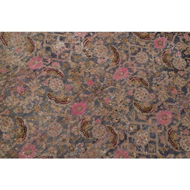 Antique Bidjar Handmade Gray Wool Rug With Allover Floral Pattern For Sale In New York - Image 6 of 7