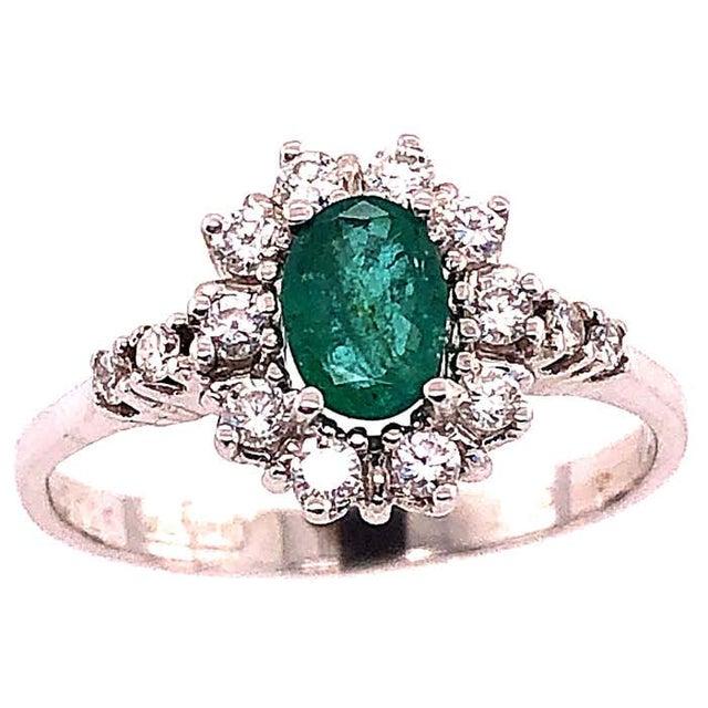 18 Karat White Gold Fashion Wempe Emerald and Diamond Ring, Size 5.25 For Sale - Image 12 of 12