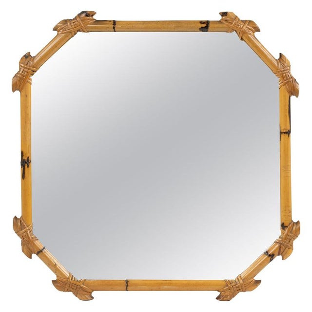 Mid-Century Bamboo and Rattan Wall Mirror in the style of Vivai del Sud, Italy, 1970s For Sale - Image 13 of 13