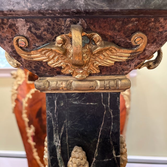 Metal 1990s Antique Reproduction Marble Pedestal With Bronze Work. For Sale - Image 7 of 10