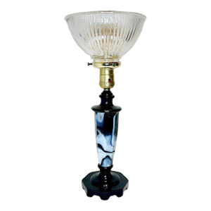 1940s Globe Specialty Co. Slag Glass & Metal Lamp