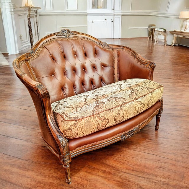 Discover the Allure of a Bygone Era With This Exquisite Vintage Settee by Christina Ferrare For Sale - Image 10 of 11