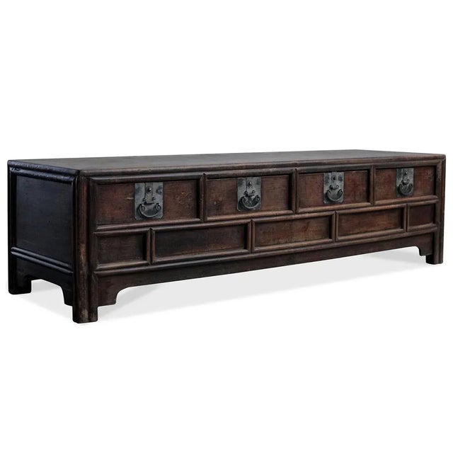 Wood Low Walnut Storage Coffer For Sale - Image 7 of 7