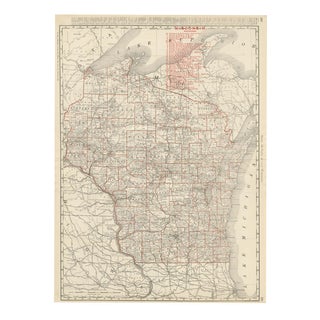 Antique Map of Wisconsin The Badger State by Ran McNally, 1899 For Sale