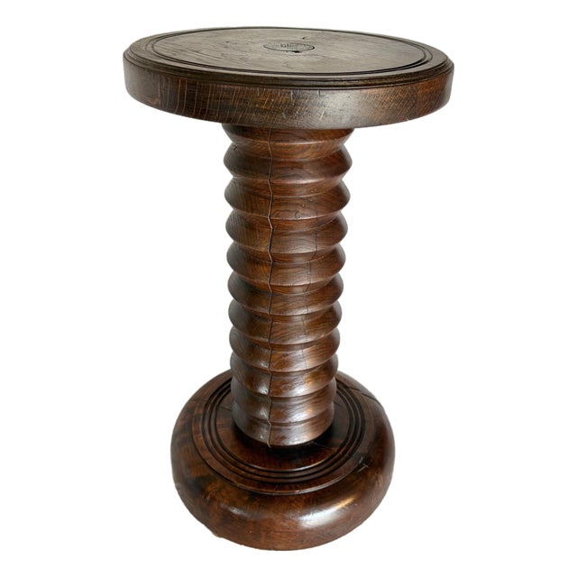20th Century French Walnut Pedestal Side Table in the Style of Charles Dudouyt For Sale