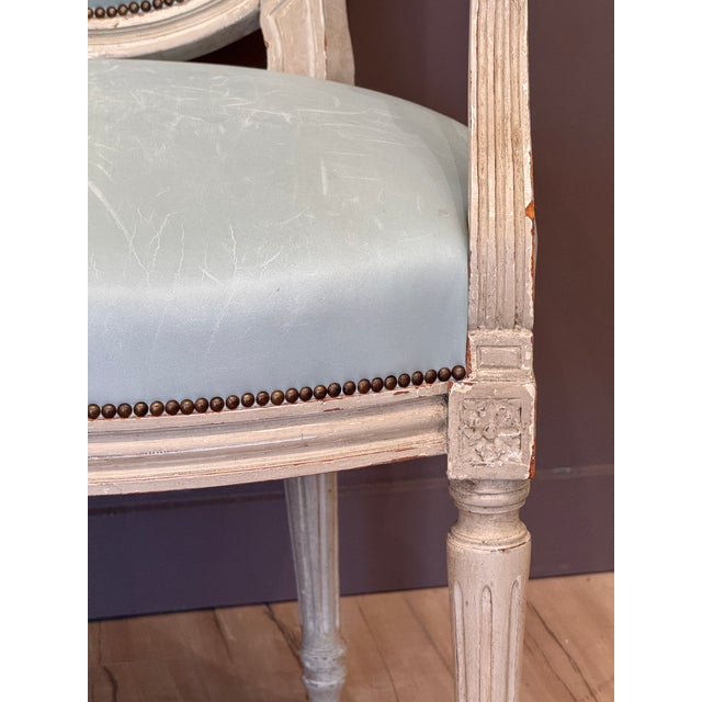 Wood Late 18th Century Gustav III White-Painted and Upholstered Chair For Sale - Image 7 of 10