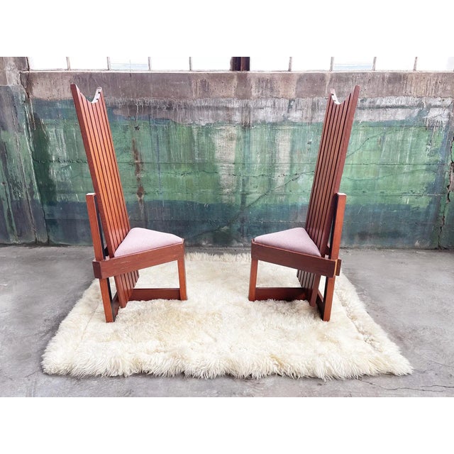 Wood Frank Lloyd Wright Style Studio Craft Mid Century Triange / Tripod Accent Chair- Sold Individually For Sale - Image 7 of 9