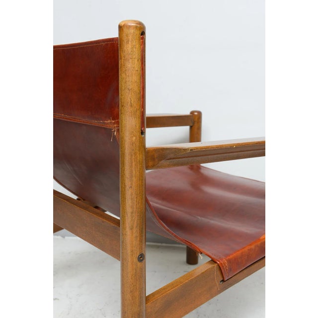 Wood Vintage Pair of Safari-Style Leather Chairs For Sale - Image 7 of 10
