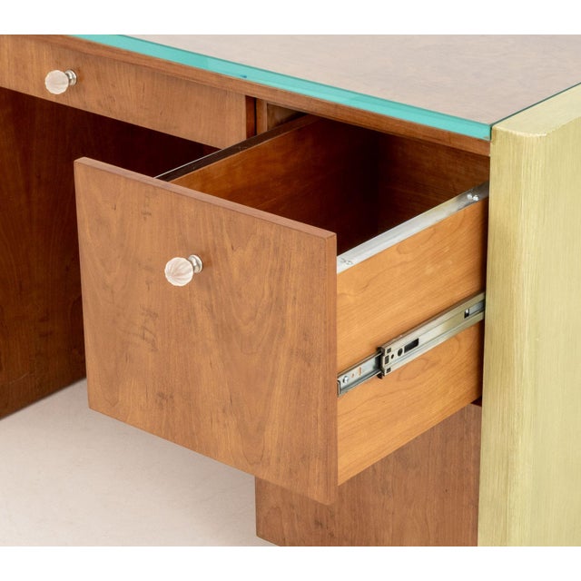 Art Deco Style Walnut Kneehole Desk For Sale In New York - Image 6 of 10