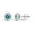 Contemporary 10K White Gold Blue Aquamarine and 1/6 Cttw Diamond Halo Stud Earring For Sale - Image 3 of 5