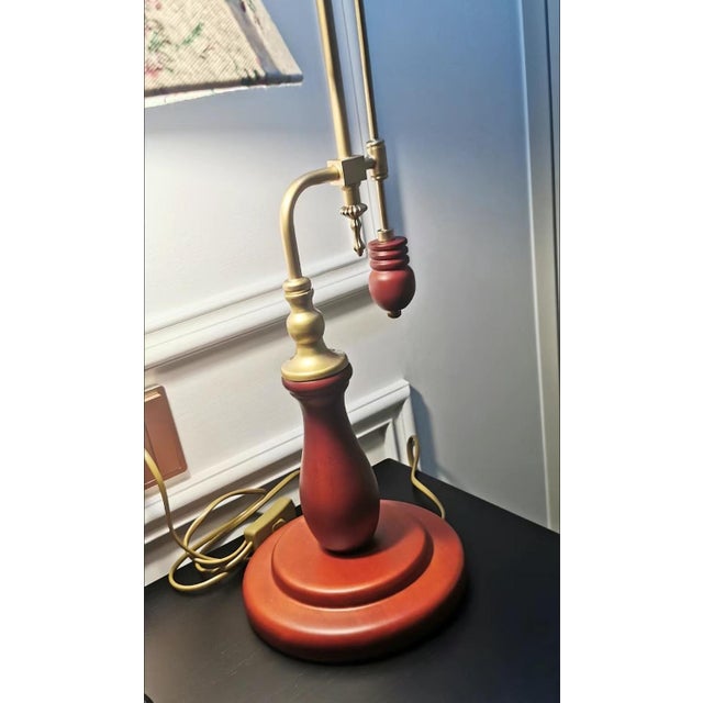 2020s Floral Fabric & Wood-Copper Adjustable Lamp For Sale - Image 5 of 5