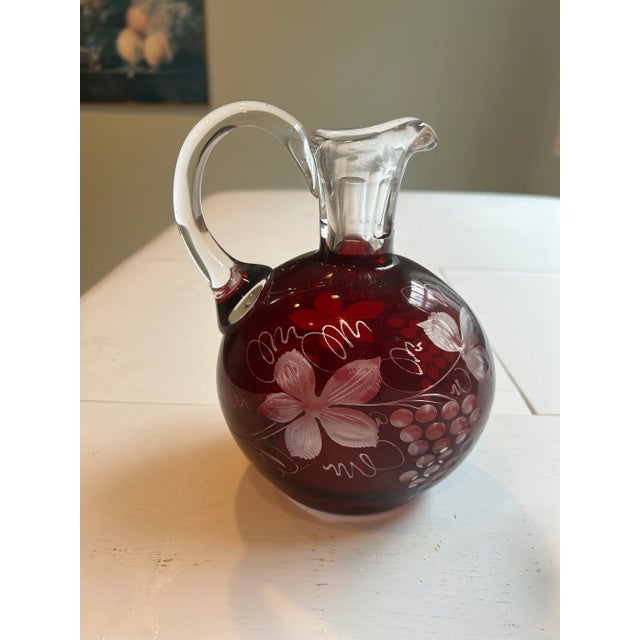 Red Vintage Ruby Red Bohemian Decanter For Sale - Image 8 of 9