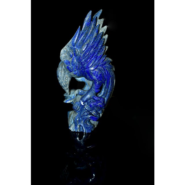 Traditional Natural Lapis Eagle Sculpture Genuine Lapis Lazuli For Sale - Image 3 of 13