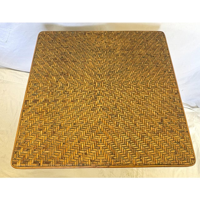 Vintage Coastal Hollywood Regency Style Rattan and Wicker Table For Sale - Image 4 of 12