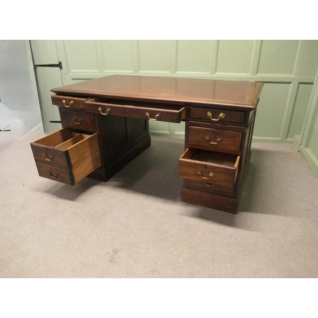 Large Victorian Pedestal Desk For Sale - Image 4 of 8