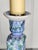 Blue Vintage Italian Ceramic Table Lamp | Chinoiserie Feather & Bok Choy Leaf Pattern | Pastel Blue Green Purple Candlestick Accent Lamp For Sale - Image 8 of 16
