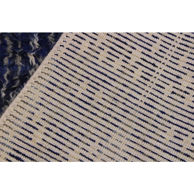 1990s Modern Bauhaus Moroccan Blue Wool Rug - 8′ × 10′3″ For Sale In New York - Image 6 of 8