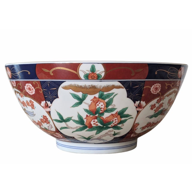 Japanese Vintage Japanese Imari Porcelain Decorative Footed Bowl For Sale - Image 3 of 10