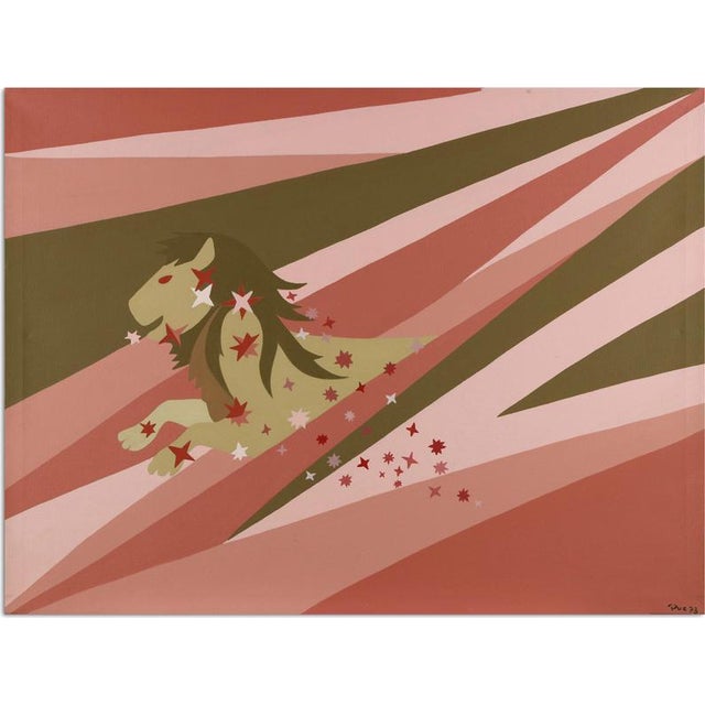 Modern Genny Puccini, Lion, 1973, Acrylic Painting on Canvas For Sale - Image 3 of 3