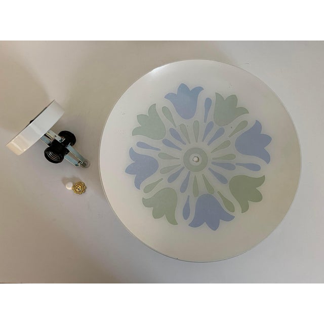 Metal 1960s Graphic Floral Ceiling Light For Sale - Image 7 of 7
