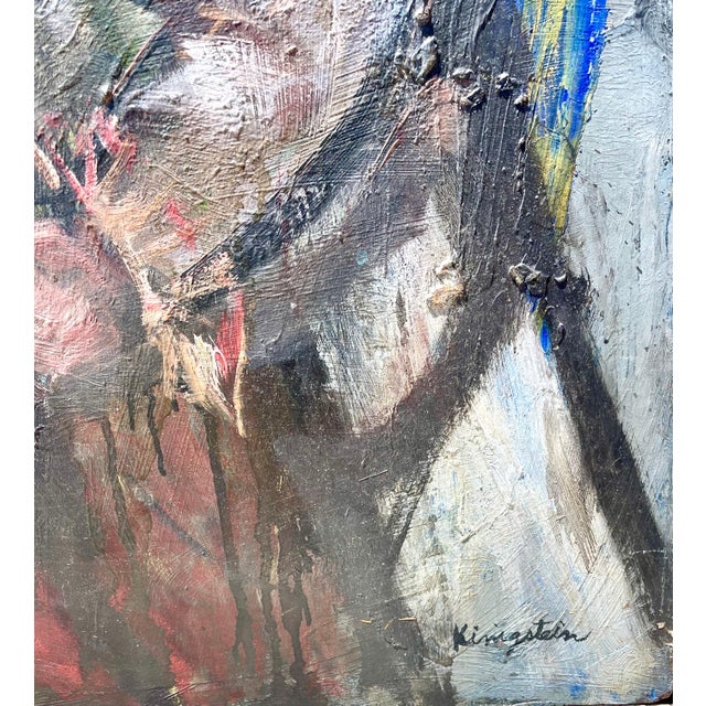 Expressionism Jonah Kinigstein, Large Figurative Expressionist Oil Painting Rediscovered New York City Artist, c.1950's For Sale - Image 3 of 18
