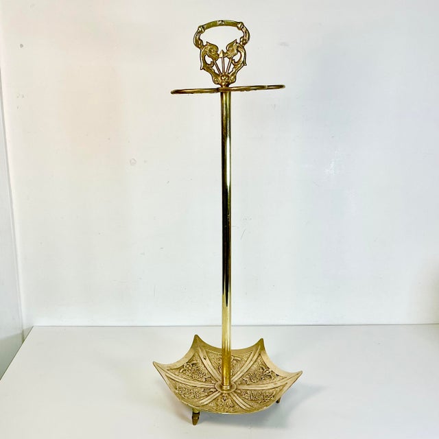 1950s Vintage English Chippendale Hollywood Regency Brass Trompe L’Oeil Umbrella Stand For Sale - Image 9 of 13