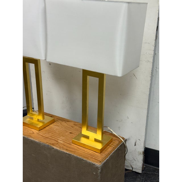 2020s Restoration Hardware Clarke Gilt Gold Table Lamps, Pair For Sale - Image 5 of 12