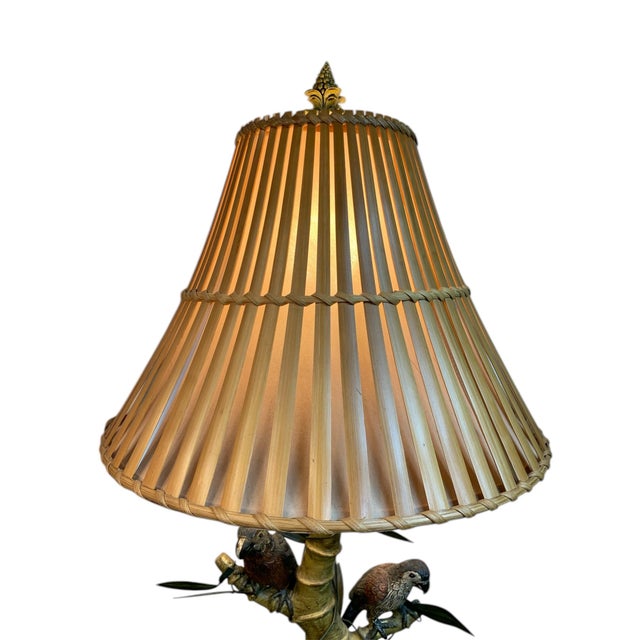Mid 20th Century Bamboo Parrot Table Lamp For Sale - Image 4 of 9