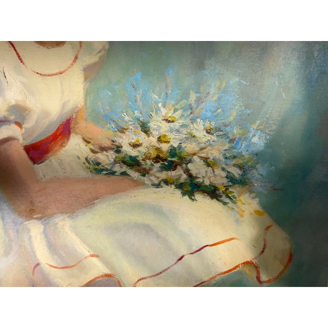 White Vintage Original Oil Painting on Canvas - Signed Florida Artist K. Evans - 1970s For Sale - Image 8 of 12