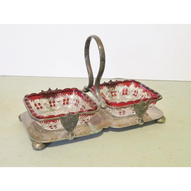 Late 19th Century Victorian Silverplate Cut Glass Candy Dish For Sale - Image 5 of 5