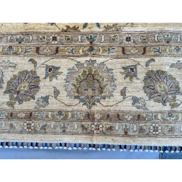 Beige Hand-Knotted Afghan Oushak Chobi Wool Area Rug - 9'0" X 12'0" For Sale - Image 8 of 14