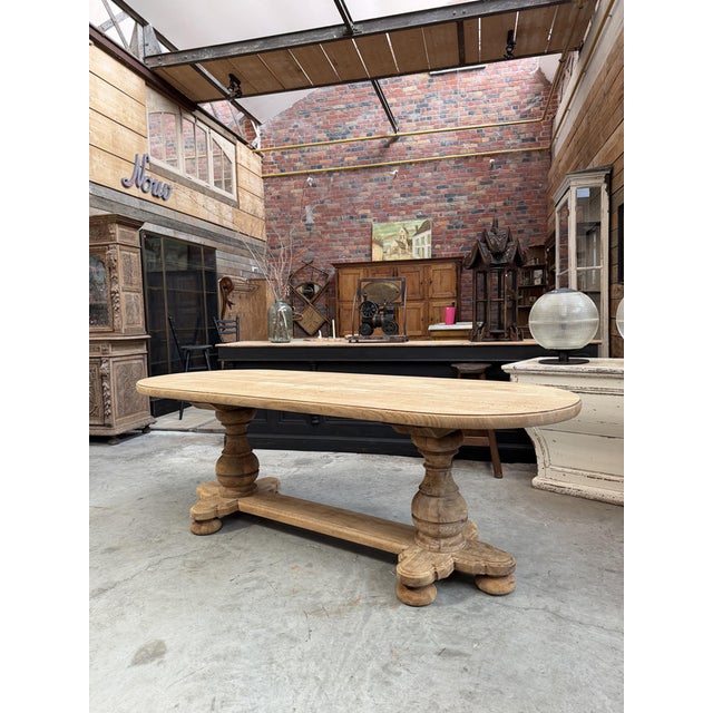 Oval Table in Solid Oak, 1960s For Sale - Image 3 of 11