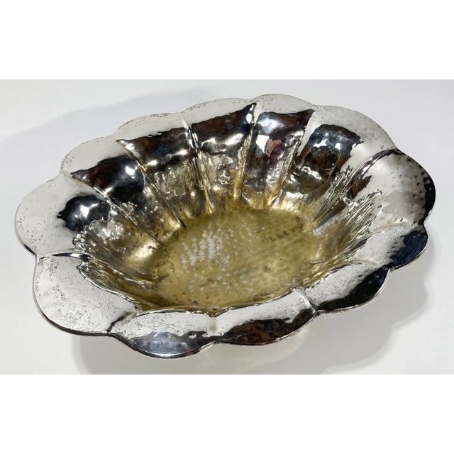Mid 20th Century Vintage Oversized Hammered Silverplate Footed Bowl For Sale - Image 5 of 9