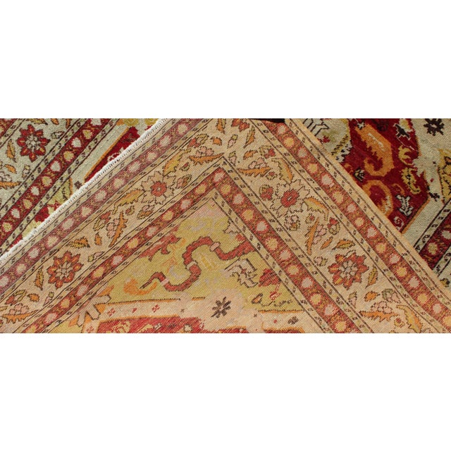 Early 20th Century Antique Turkish Fine Sivas Rug With Center Medallion in Red, Yellow & Light Green For Sale In Atlanta - Image 6 of 7