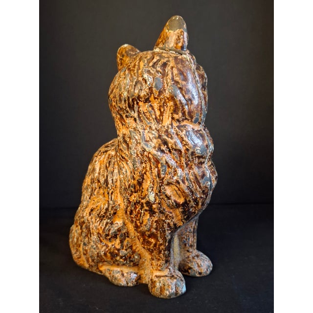 Orange Antique Cast Iron Seated Cat Doorstop Vintage Orange Painted Feline Figure 4lb For Sale - Image 8 of 18