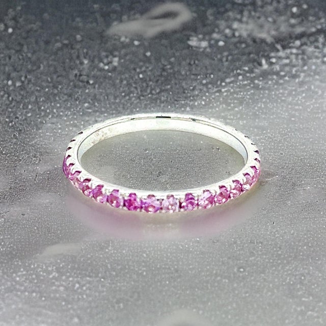 Traditional Natural Pink Sapphire Ring 6.5 14k W Gold 0.66 TCW Certified, Size 7 For Sale - Image 3 of 12