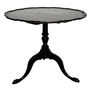 Vintage Carved Tripod Pedestal Side Table, 1940s For Sale